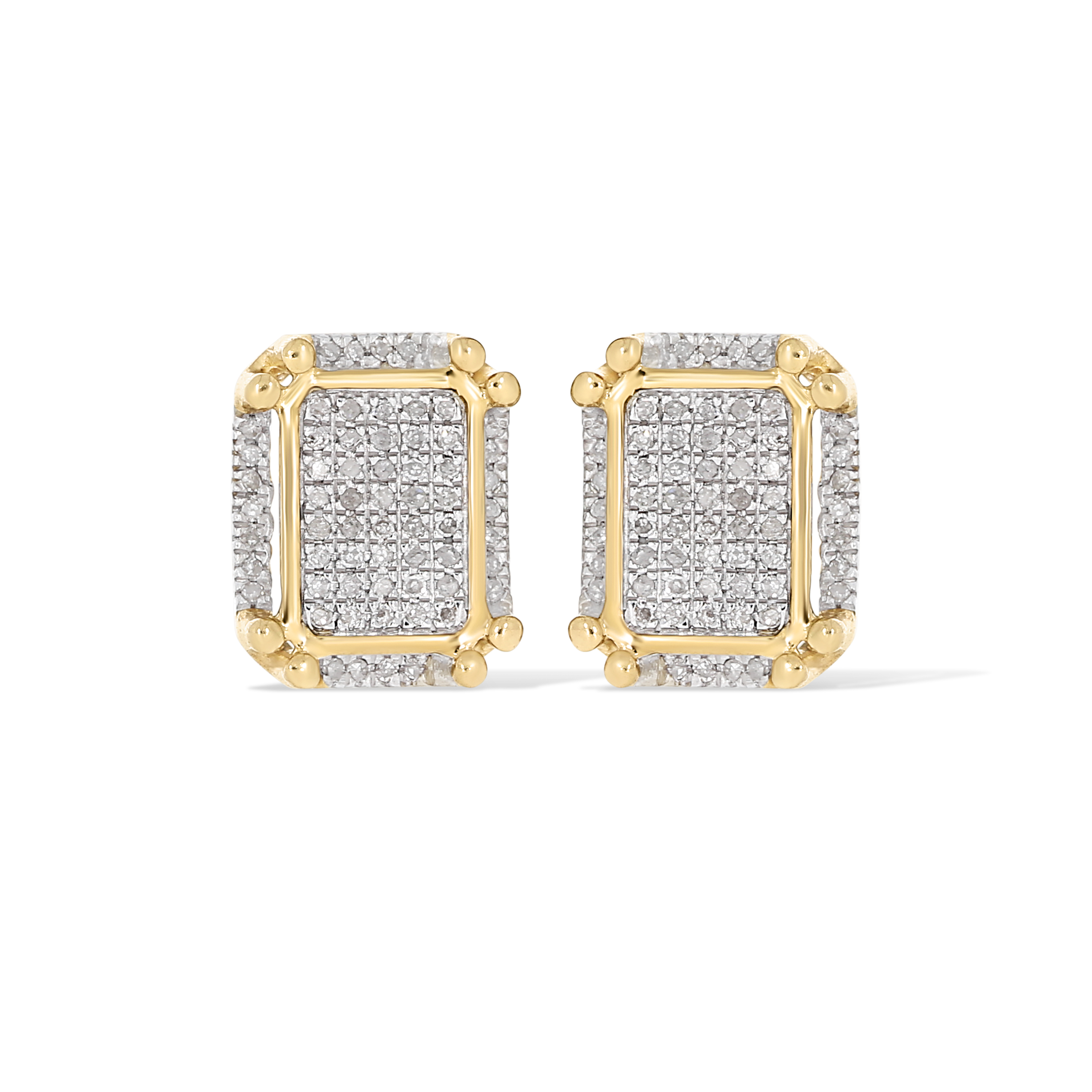 Rectangular Diamond Earrings 0.11 ct. 10k Yellow Gold